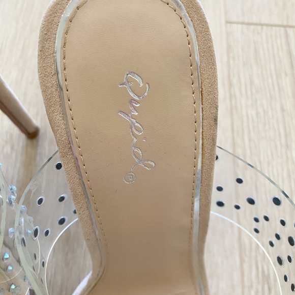 Qupid clear sandal heels with crystal detail NWOB 8.5 - Picture 4 of 6